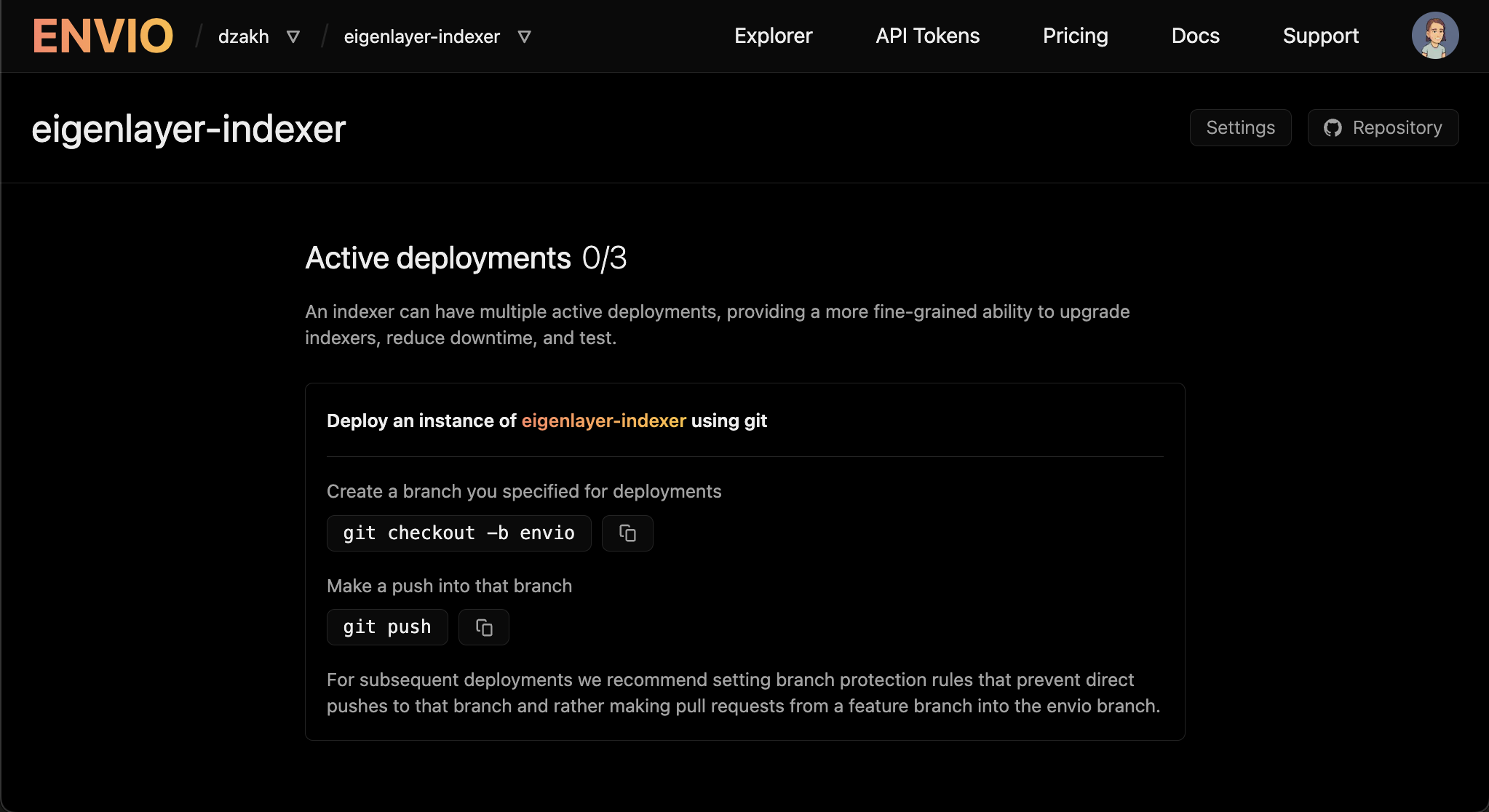 Deploy indexer